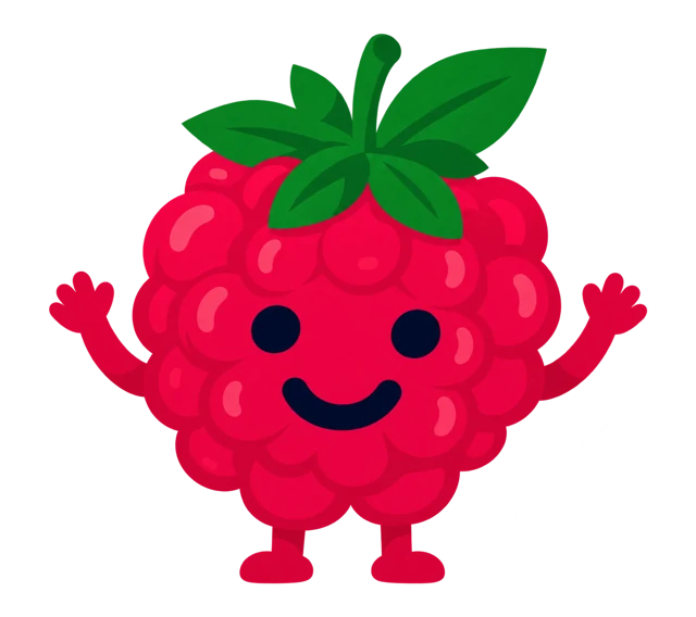 Tuuths smiling Raspberry character