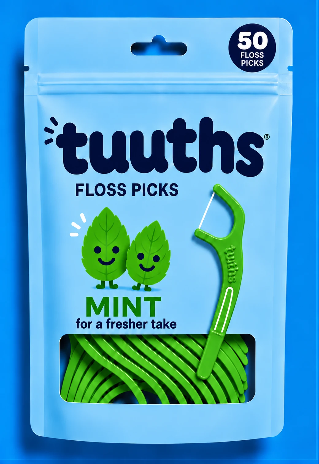 Tuuths mint floss pick pouch