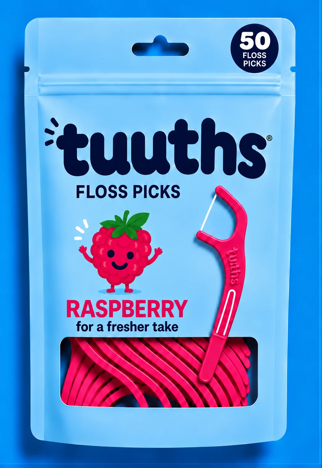 Tuuths Raspberry Floss Picks packaging