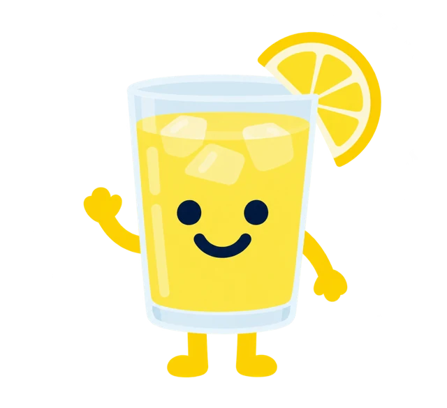 Tuuths Lemonade character with a lemon slice
