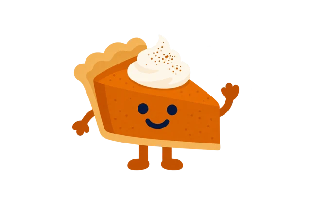 Tuuths Pumpkin pie character with whipped cream