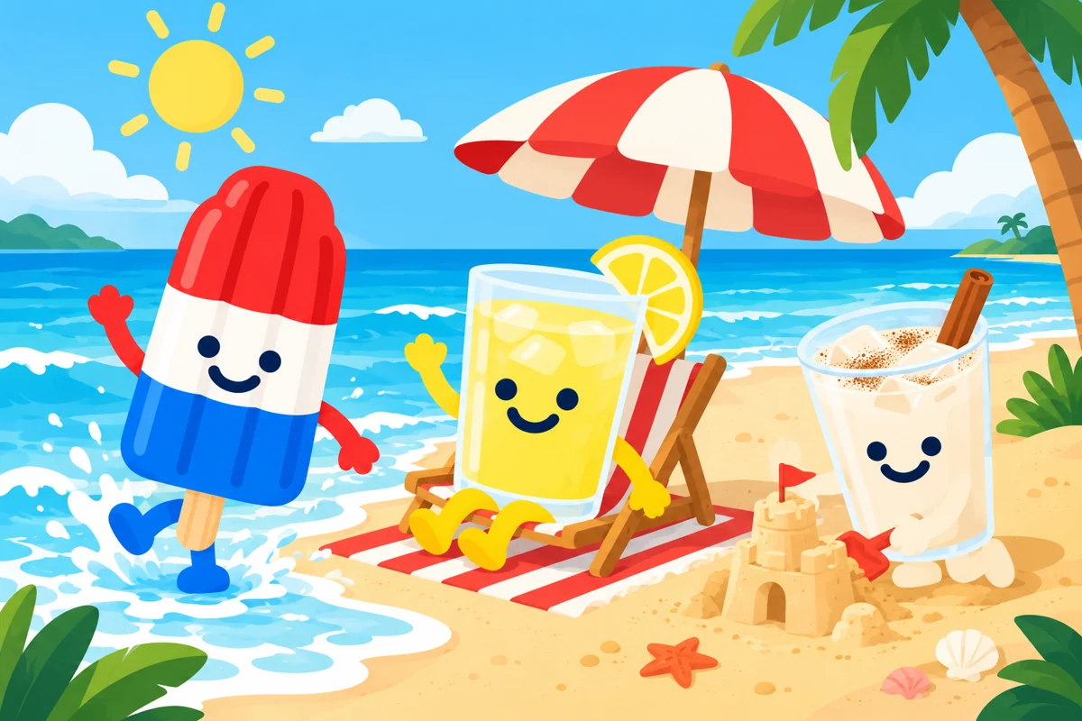 Tuuths Ice Pop, Lemonade, and Horchata enjoying a summer beach day